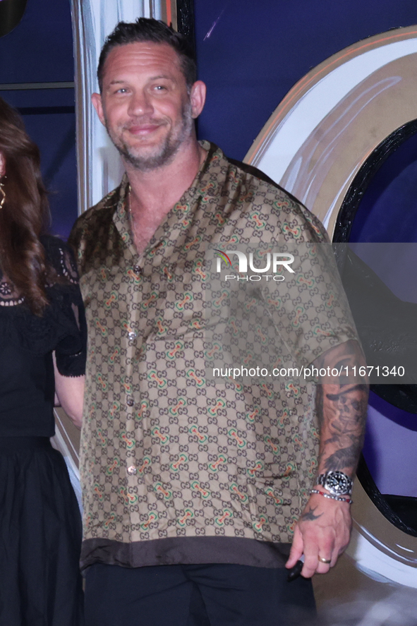 Tom Hardy attends the black carpet fan event for Venom: The Last Dance at Toreo Parque Central in Mexico City, Mexico, on October 15, 2024. 