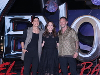 Tom Hardy, Kelly Marcel, and Cristo Fernandez attend the black carpet fan event for Venom: The Last Dance at Toreo Parque Central in Mexico...