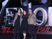 Tom Hardy, Kelly Marcel, and Cristo Fernandez attend the black carpet fan event for Venom: The Last Dance at Toreo Parque Central in Mexico...