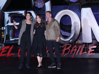 Tom Hardy, Kelly Marcel, and Cristo Fernandez attend the black carpet fan event for Venom: The Last Dance at Toreo Parque Central in Mexico...