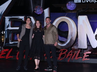 Tom Hardy, Kelly Marcel, and Cristo Fernandez attend the black carpet fan event for Venom: The Last Dance at Toreo Parque Central in Mexico...