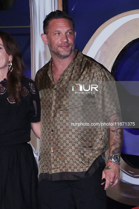 Tom Hardy attends the black carpet fan event for Venom: The Last Dance at Toreo Parque Central in Mexico City, Mexico, on October 15, 2024. 