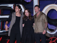 Tom Hardy, Kelly Marcel, and Cristo Fernandez attend the black carpet fan event for Venom: The Last Dance at Toreo Parque Central in Mexico...