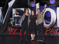 Tom Hardy, Kelly Marcel, and Cristo Fernandez attend the black carpet fan event for Venom: The Last Dance at Toreo Parque Central in Mexico...