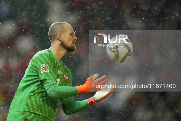 Predrag Rajkovic goalkeeper of Serbia and Al-Ittihad Club makes a save during the UEFA Nations League 2024/25 League A Group A4 match betwee...