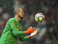 Predrag Rajkovic goalkeeper of Serbia and Al-Ittihad Club makes a save during the UEFA Nations League 2024/25 League A Group A4 match betwee...