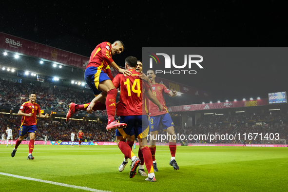 Aymeric Laporte centre-back of Spain and Al-Nassr FC celebrates after scoring his sides first goal during the UEFA Nations League 2024/25 Le...