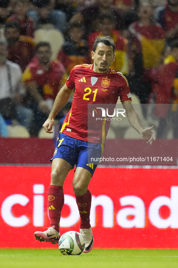 Mikel Oyarzabal centre-forward of Spain and Real Sociedad controls the ball during the UEFA Nations League 2024/25 League A Group A4 match b...