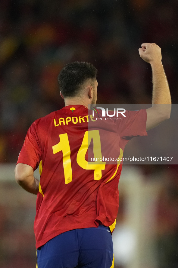 Aymeric Laporte centre-back of Spain and Al-Nassr FC celebrates after scoring his sides first goal during the UEFA Nations League 2024/25 Le...