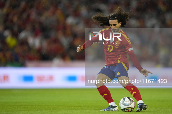 Marc Cucurella left-Back of Spain and Chelsea FC does passed during the UEFA Nations League 2024/25 League A Group A4 match between Spain an...