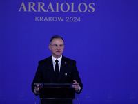 Polish President Andrzej Duda attends the meeting of the presidents of the Arraiolos group at Wawel Castle in Krakow, Poland, on October 11,...