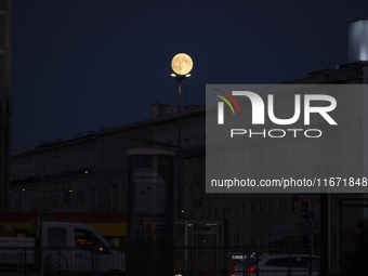 A full moon is pictured over Warsaw, Poland, Oct. 16, 2024.  (