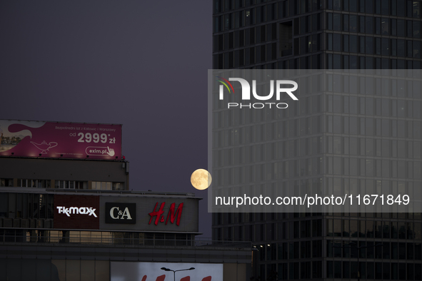 A full moon is pictured over Warsaw, Poland, Oct. 16, 2024.  