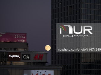 A full moon is pictured over Warsaw, Poland, Oct. 16, 2024.  (