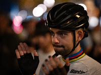 People gather to pay tribute to Paul, 27, a cyclist who is run over by a car in Paris following a dispute, at Place de la Madeleine with the...