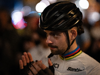 People gather to pay tribute to Paul, 27, a cyclist who is run over by a car in Paris following a dispute, at Place de la Madeleine with the...