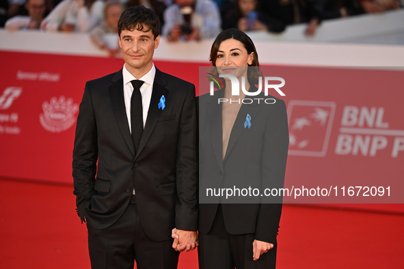 Lino Guanciale and Antonella Liuzzi attend the ''Berlinguer - The Great Ambition'' (Berlinguer - La grande ambizione) red carpet during the...