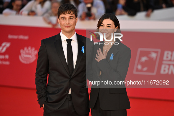 Lino Guanciale and Antonella Liuzzi attend the ''Berlinguer - The Great Ambition'' (Berlinguer - La grande ambizione) red carpet during the...