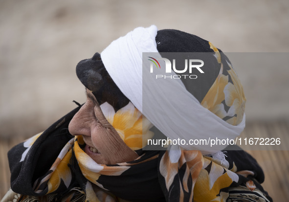 An Iranian nomadic woman smiles while participating in the 11th National Handicrafts and 3rd International Tourism Exhibition in the histori...