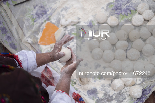 An Iranian nomadic woman works with dough while participating in the 11th National Handicrafts and 3rd International Tourism Exhibition in T...