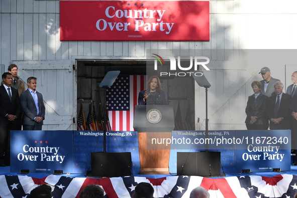 Vice President of the United States Kamala Harris delivers remarks at a ''Country Over Party'' themed campaign rally for the 2024 Race for P...