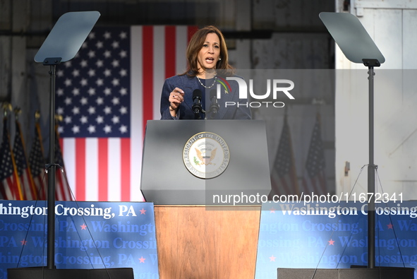 Vice President of the United States Kamala Harris delivers remarks at a ''Country Over Party'' themed campaign rally for the 2024 Race for P...