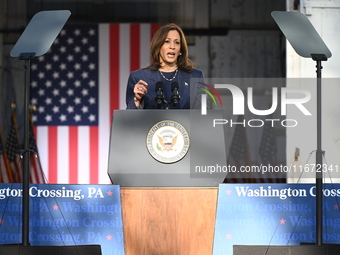 Vice President of the United States Kamala Harris delivers remarks at a ''Country Over Party'' themed campaign rally for the 2024 Race for P...