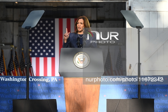 Vice President of the United States Kamala Harris delivers remarks at a ''Country Over Party'' themed campaign rally for the 2024 Race for P...