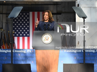 Vice President of the United States Kamala Harris delivers remarks at a ''Country Over Party'' themed campaign rally for the 2024 Race for P...