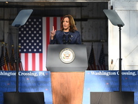 Vice President of the United States Kamala Harris delivers remarks at a ''Country Over Party'' themed campaign rally for the 2024 Race for P...