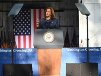 Vice President of the United States Kamala Harris delivers remarks at a ''Country Over Party'' themed campaign rally for the 2024 Race for P...