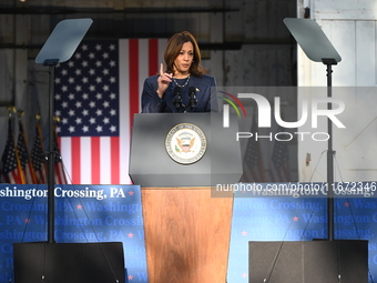 Vice President of the United States Kamala Harris delivers remarks at a ''Country Over Party'' themed campaign rally for the 2024 Race for P...