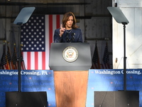 Vice President of the United States Kamala Harris delivers remarks at a ''Country Over Party'' themed campaign rally for the 2024 Race for P...