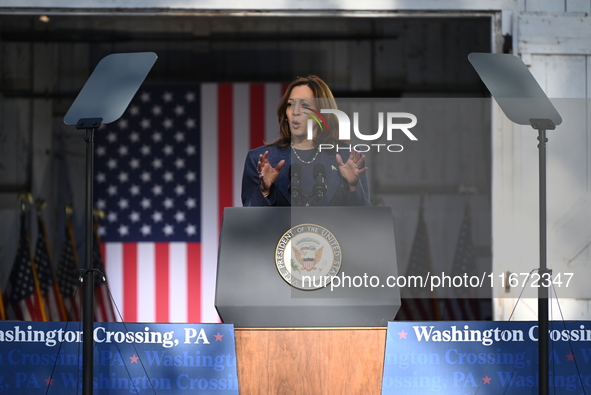 Vice President of the United States Kamala Harris delivers remarks at a ''Country Over Party'' themed campaign rally for the 2024 Race for P...