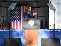 Vice President of the United States Kamala Harris delivers remarks at a ''Country Over Party'' themed campaign rally for the 2024 Race for P...