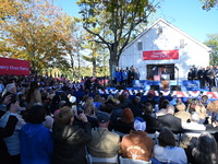 Vice President of the United States Kamala Harris delivers remarks at a ''Country Over Party'' themed campaign rally for the 2024 Race for P...