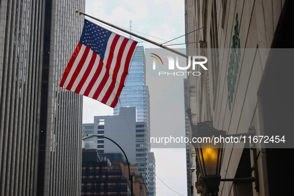 U.S. flag is seen on a building in Manhattan, New York City, United States of America on July 6th, 2024. 