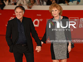 Francesco Acquaroli and Lucia Appignanesi attend the ''Berlinguer - The Great Ambition'' (Berlinguer - La grande ambizione) red carpet durin...