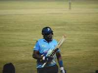 Hamilton Masakadza of Southern Superstars scores 83 from 58 balls during the finals of the Legends League Cricket T20 match between Southern...