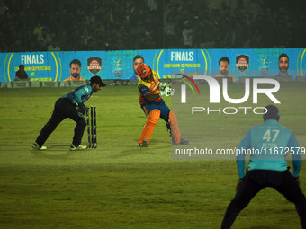 Dilshan Munaweera (C) is stumped during the finals of the Legends League Cricket T20 match between Southern Superstars and Konark Suryas Odi...