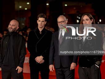 In Rome, Italy, on October 16, 2024, Giuliano Sangiorgi, Achille Lauro, Roberto Gualtieri, and Manuel Agnelli attend the ''Berlinguer - The...