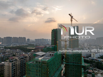 A building is under construction in Qingjiangpu District, Huai'an City, Jiangsu Province, China, on October 16, 2024. (