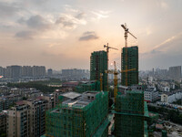 A building is under construction in Qingjiangpu District, Huai'an City, Jiangsu Province, China, on October 16, 2024. (