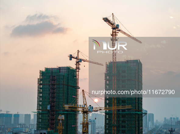 A building is under construction in Qingjiangpu District, Huai'an City, Jiangsu Province, China, on October 16, 2024. 