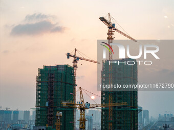 A building is under construction in Qingjiangpu District, Huai'an City, Jiangsu Province, China, on October 16, 2024. (