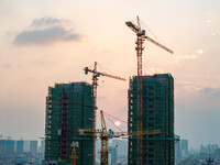 A building is under construction in Qingjiangpu District, Huai'an City, Jiangsu Province, China, on October 16, 2024. (