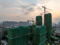 A building is under construction in Qingjiangpu District, Huai'an City, Jiangsu Province, China, on October 16, 2024. (