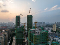 A building is under construction in Qingjiangpu District, Huai'an City, Jiangsu Province, China, on October 16, 2024. (