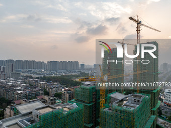 A building is under construction in Qingjiangpu District, Huai'an City, Jiangsu Province, China, on October 16, 2024. (