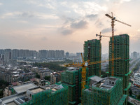 A building is under construction in Qingjiangpu District, Huai'an City, Jiangsu Province, China, on October 16, 2024. (